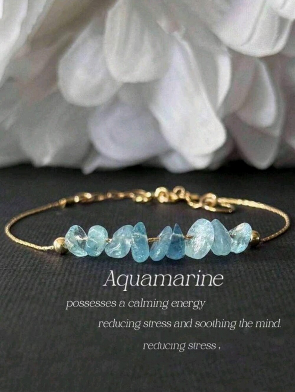 FP Aquamarine Bracelet Made Of Natural Stone Crystal Has Calming,energy, And Can
